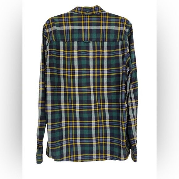 Toad & Co Mattock 2 Long Sleeve Button Slim Plaid Blue Green Yellow Size Large - Picture 6 of 6